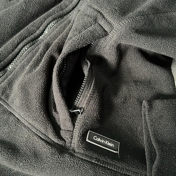 Y2K Calvin Klein Fleece Jacket Women’s sz XL Black Full Zip Pockets Performance - Picture 5 of 10